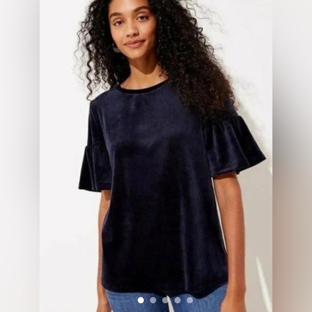 LOFT ruffle sleeve velvet shirt - size XS